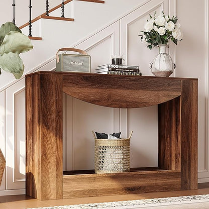 knoworld Farmhouse Console Table, 47 Inches Entryway Console Table with LED Light, Sofa Table Behind Couch, Wooden Accent Entryway Table for Living Room, Hallway