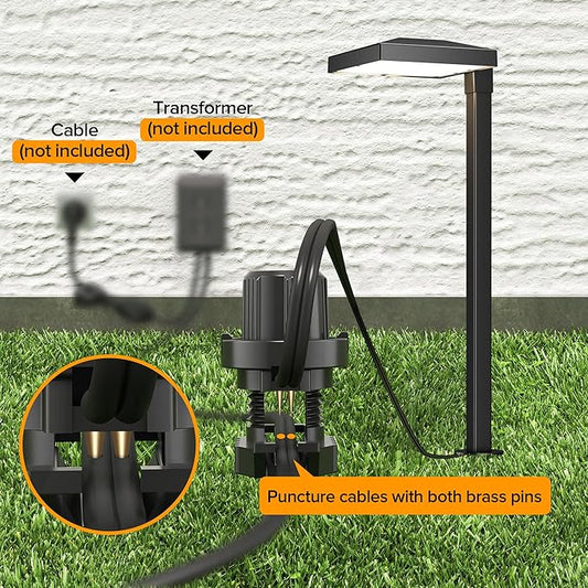 LUTEC 6 Pack Low Voltage Pathway Lights, Aluminum 12V Landscape Lighting with Connectors，IP65 Waterproof Anti-Glare Wired LED Pathway Lights, 5W 500LM Warm White 3000K for Pathway, Yard, Garden