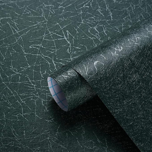 Safiyya 393"x 17.3" Peel and Stick Wallpaper Blackish Green Silk Wallpaper Textured Green Contact Paper Removable Modern Solid Color Contact Paper for Walls Vinyl Rolls