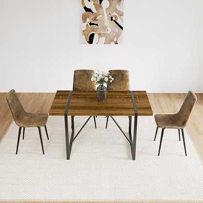 55" Stain-Resistant Dining Table, Kitchen Table with Metal Legs, Dinner Tables with Stable Frame for Dining Room & Living Space, Walnut