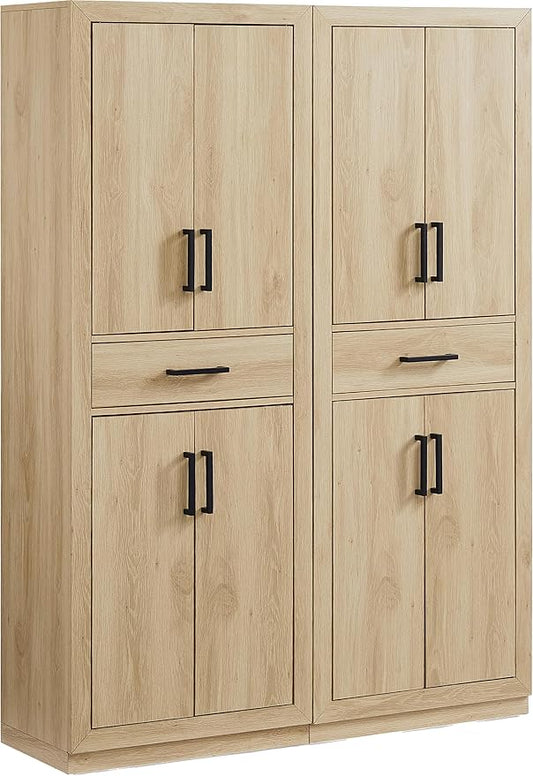 Crosley Furniture Isla 2-Piece Modern Kitchen Storage Pantry Cabinet Set with Shelves, Dining, Laundry Room, Ash