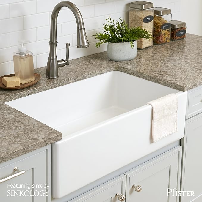 Pfister Wheaton Kitchen Faucet with Pull Down Sprayer and Soap Dispenser, Single Handle, High Arc, Stainless Steel Finish, GT529WH1S