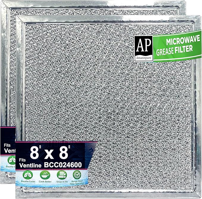 2X 8x8 inches Premium Ultra-Flow Heavy-Duty Range Hood Filter Replacement Compatible with Ventline BCC024600 Exhaust Fan Aluminum Mesh Grease Filter for Stove Vent Filter Kitchen Oven (2)