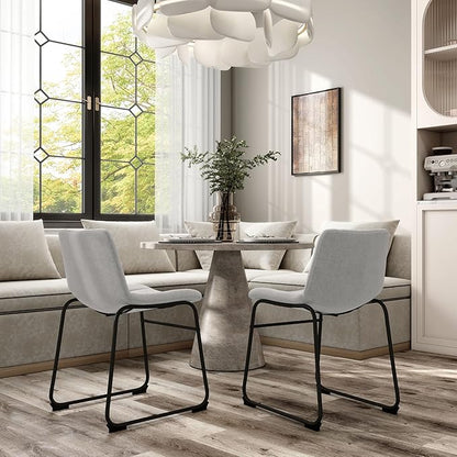 Furniture of America Veradis Modern Bentwood Dining Chairs Set of 2, Chenille Fabric Stool with Back and Metal Frame, Comfortable Upholstered Seating for Kitchen, Living Room, Light Grey, 30 inch
