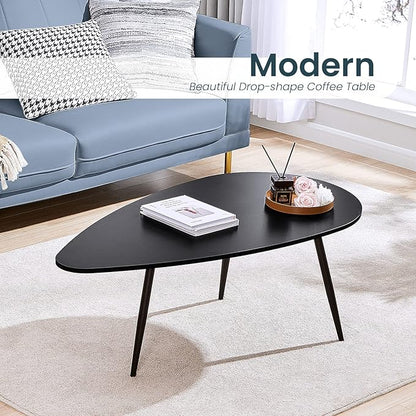 SAYGOER Black Small Coffee Table Modern Oval Coffee Tables Retro Center Table for Small Space Mid Century Coffee Table Rustic Accent Table for Living Room Home Office, Easy Assembly