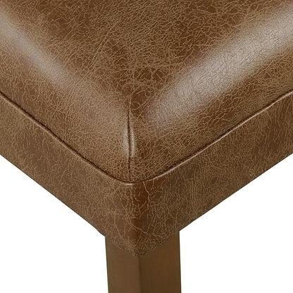 HomePop 24-Inch Counter Height Upholstered Bar Stool, Set of 1, Cognac Brown Faux Leather Seat with Back, Solid Wood Legs, Classic Kitchen Island Counter Height Stool