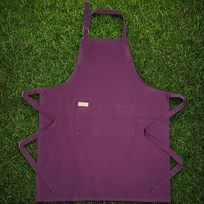 100% Cotton Kitchen Apron with 2 Pockets – Adjustable Chef Apron for Cooking Baking BBQ – Unisex Apron