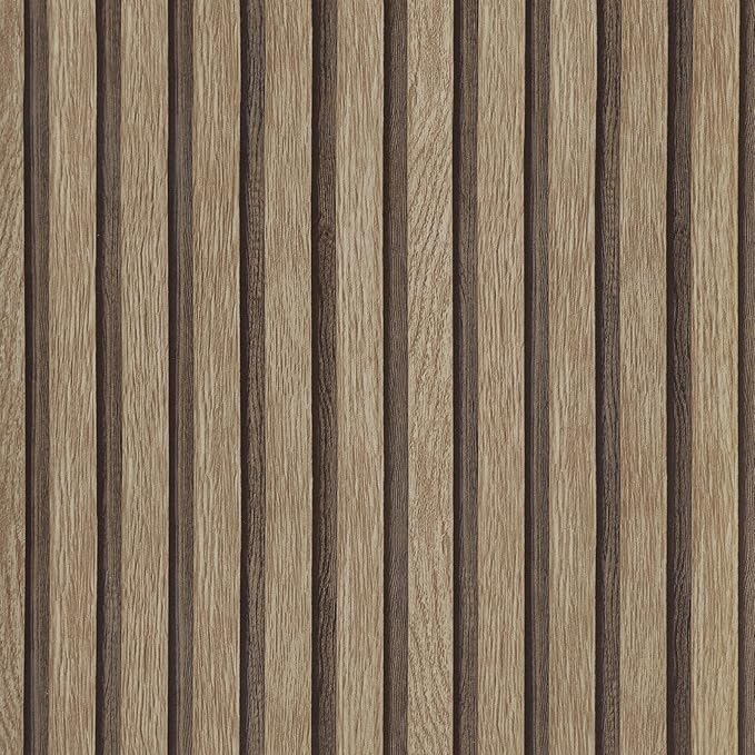Yun-aeon Natural Wood Peel and Stick Wallpaper Wood Slats - 17.3"x 160" Light Tan Self-Adhesive Waterproof Vinyl Removable Wall Paper for Wall Decor Bedroom