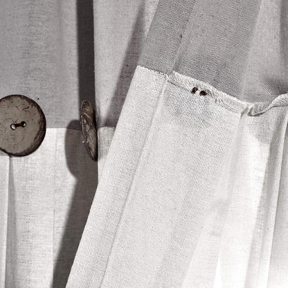 Lush Decor Linen Button Window Curtain Panel, Single, 40" W x 108" L, Gray & White - Country Curtains - Rustic Decor - Color Block Modern Farmhouse Curtains For Living Room, Bedroom & Dining Room