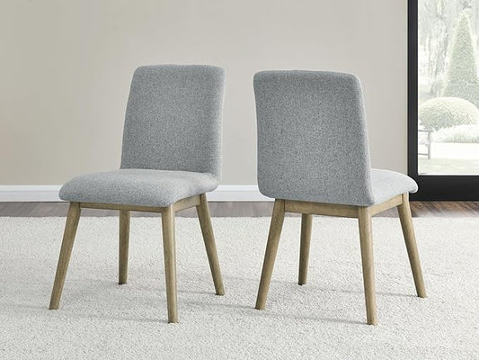 Farmhouse Dining Chairs Set of 2 - Upholstered Mid Century Armless Side Chairs with Back, Durable Polyester Fabric for Kitchen Island, Living Room, Restaurant