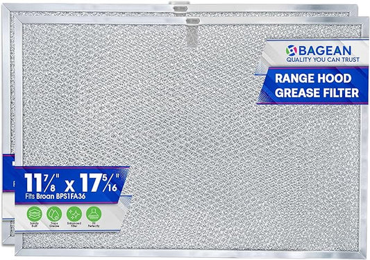 Bagean Stove Hood Vent Filter 11.81"x17.32" BPS1FA36 Compatible with Broan Range Hood Filter Replacement - Fit's Allure Range Overhead Aluminum Screen - Blocks Grease & Filters Over Oven Air (2-Pack)