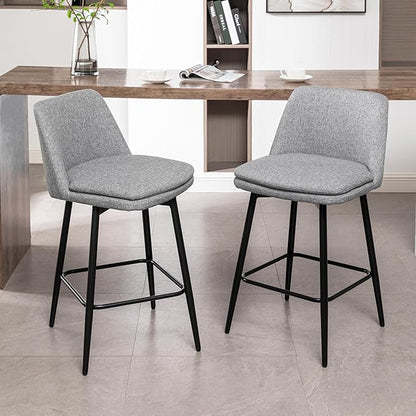 Modern Dining Chairs,Set of 2,Sturdy and Stylish,Simple Natural Design,Swivel Bar Stools with Back,Versatile Use in Kitchen Island Pub,Applicable to Front Porch,Garden,Patio,Reception Room,LIGHTGREY-