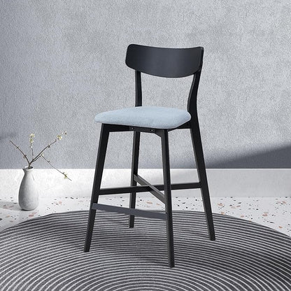 Gecheer Wooden Bar Chairs Set of 2, Modern Upholstered Kitchen Island Stools, Counter Height with Backrest and Footrest, Black Multiple Family Members can use it for Daily Dining YHS-W2582P197586