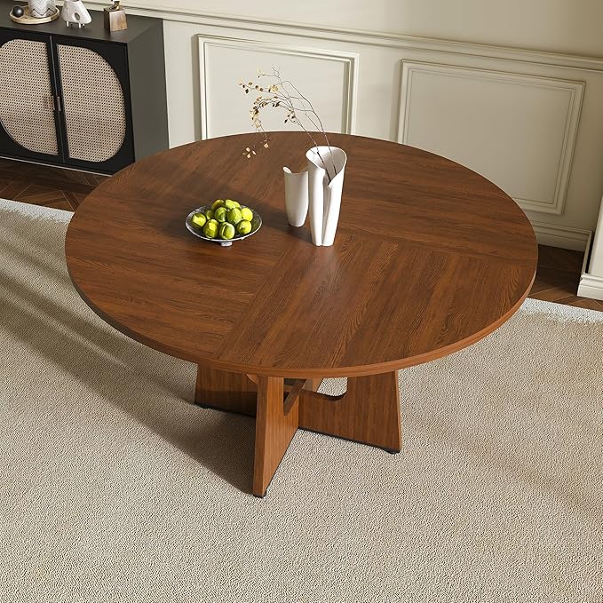47" Farmhouse Dining Table, Kitchen Table with Stable Structure, Dinner Tables with Simple Assembly for Home Gatherings & Daily Dining, Walnut