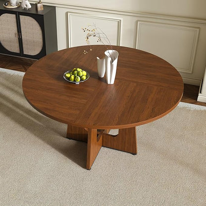 47" Farmhouse Dining Table, Kitchen Table with Stable Structure, Dinner Tables with Simple Assembly for Home Gatherings & Daily Dining, Walnut