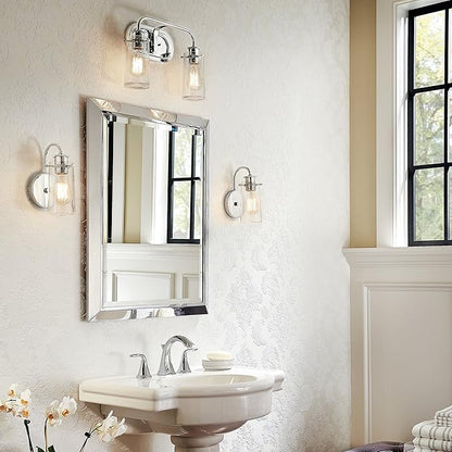KICHLER Braelyn 14.75" 2 Light Vanity Light with Clear Seeded Glass Chrome