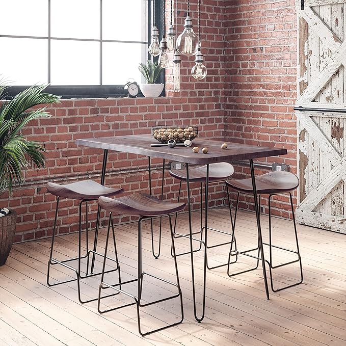 Jofran Nature's Edge 52" Farmhouse Dining Table - Solid Wood Counter Height Dining Table for Modern Homes, Slate