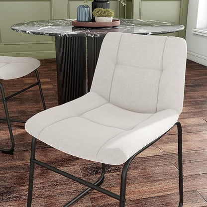 Furniture of America Veradis Modern Bentwood Dining Chairs Set of 2, Chenille Fabric Stool with Back and Metal Frame, Comfortable Upholstered Seating for Kitchen, Living Room, White, 30 inch