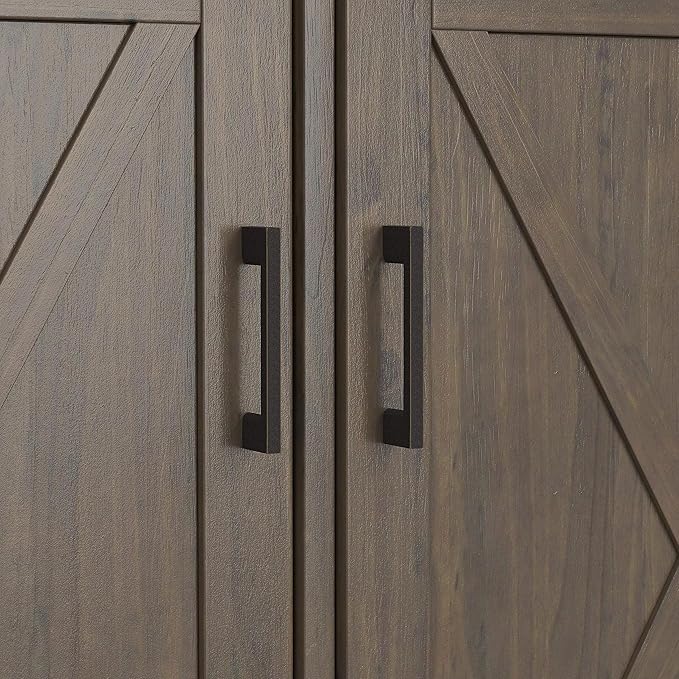 SIMPLIHOME Ela Storage Cabinet - 60 inch Wide Solid Wood 3-Shelf Wide Storage Cabinet in Smoky Brown, Transitional Accent Cabinet for Living Room or Entryway with Shaker Style Doors and Shelves