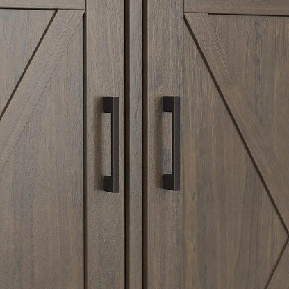 SIMPLIHOME Ela Storage Cabinet - 60 inch Wide Solid Wood 3-Shelf Wide Storage Cabinet in Smoky Brown, Transitional Accent Cabinet for Living Room or Entryway with Shaker Style Doors and Shelves