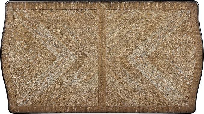 Roundhill Furniture Belleza French Country 74" Width Wood Dining Table, Table for 6, Antique White and Weathered Oak Finish