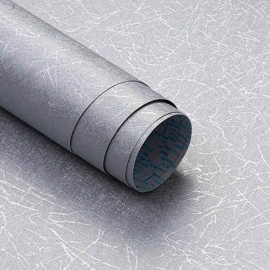 Safiyya 17.3 inch X 393 inch Wallpaper Silver Grey Silk Wallpaper Peel and Stick Textured Wall Paper Silk Removable Solid Color Contact Paper for Walls Vinyl Rolls
