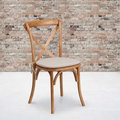 Flash Furniture HERCULES Series Stackable Oak Wood Cross Back Chair with Cushion