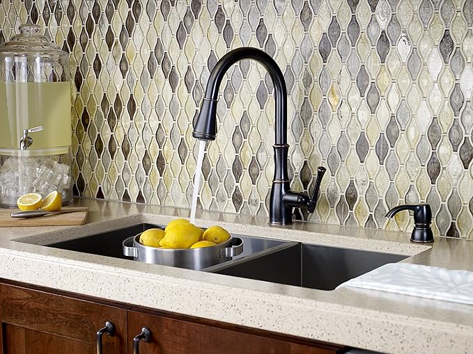Pfister Wheaton Kitchen Faucet with Pull Down Sprayer and Soap Dispenser, Single Handle, High Arc, Tuscan Bronze Finish, GT529WH1Y
