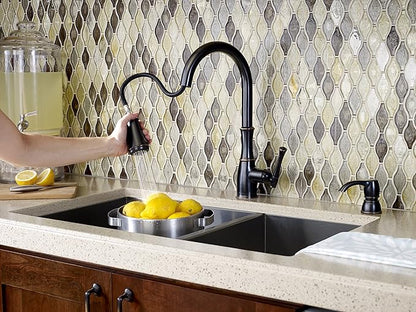 Pfister Wheaton Kitchen Faucet with Pull Down Sprayer and Soap Dispenser, Single Handle, High Arc, Tuscan Bronze Finish, GT529WH1Y