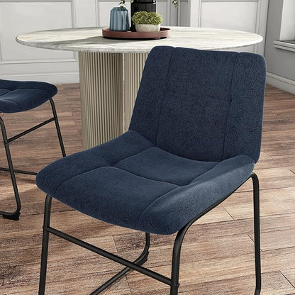Furniture of America Veradis Modern Bentwood Dining Chairs Set of 2, Chenille Fabric Stool with Back and Metal Frame, Comfortable Upholstered Seating for Kitchen, Living Room, Blue, 30 inch