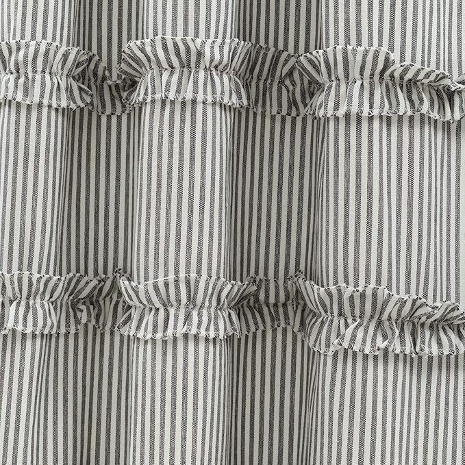 Lush Decor Vintage Stripe Yarn Dyed Cotton Window Curtain Panel Pair, 95" x 40", Gray
