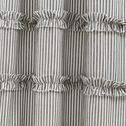 Lush Decor Vintage Stripe Yarn Dyed Cotton Window Curtain Panel Pair, 95" x 40", Gray (Pack of 2)